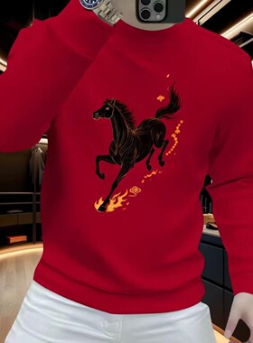 马年红衣服男女新年拜年服本命年亲子装全家福聚会团建过年战袍厚