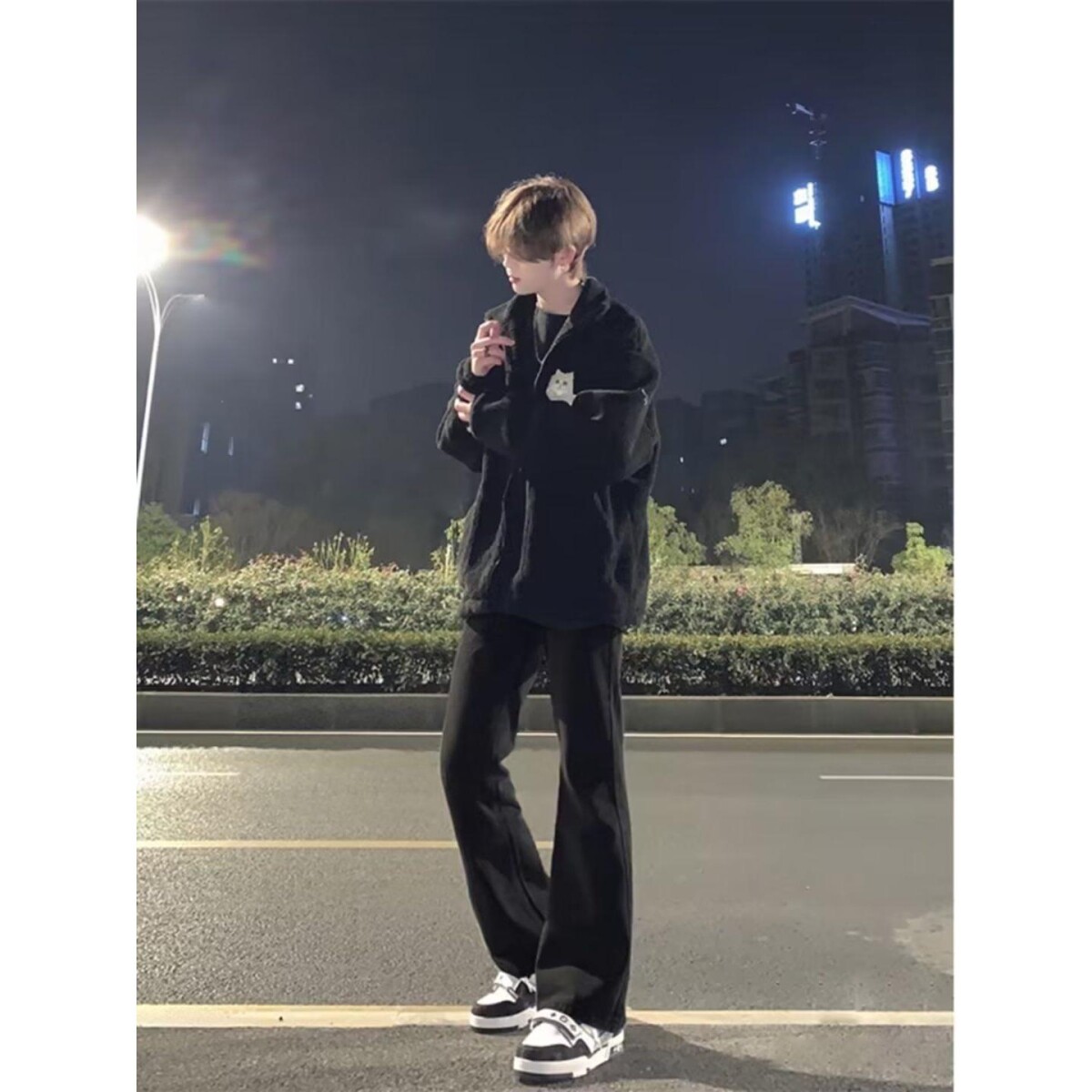 美式街头水洗做旧时尚牛仔裤男春秋直筒宽松欧美高街vibe风长裤子