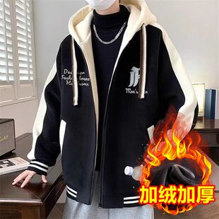 青少年春秋冬加绒加厚外套男女装初中高中学生棒球服夹克帅气大童