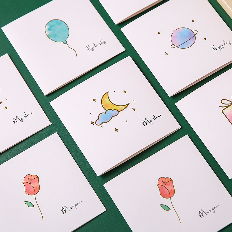 ins风贺卡创意生日星球闺蜜教师节中秋节祝照片韩国简约卡通卡片