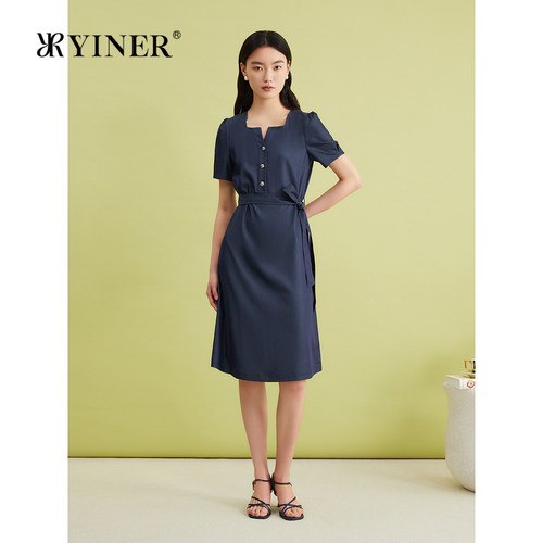 【天丝系列】YINER音儿专选夏季莱赛尔法式优雅U领连衣裙