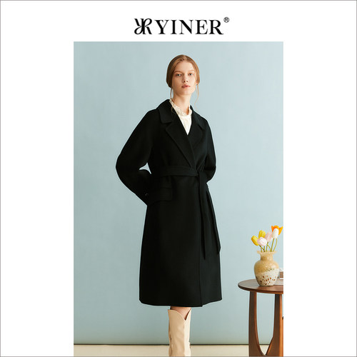 【断码清仓】YINER音儿专选女装冬季中长款西装双面毛呢大衣外套