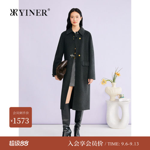 音儿冬季羊毛羊绒双面呢长款大衣