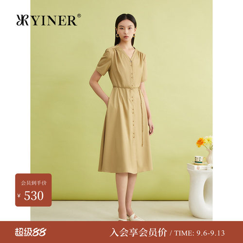 YINER音儿专选夏季法式优雅法式亲肤云感连衣裙