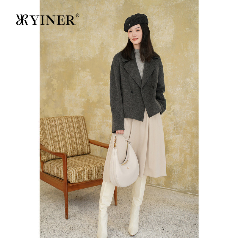【美丽诺羊毛】YINER音儿女装冬季时尚法式优雅格雷系外套,女装/女士精品,毛呢外套,淘宝优惠券,粉丝福利购,淘宝优惠卷