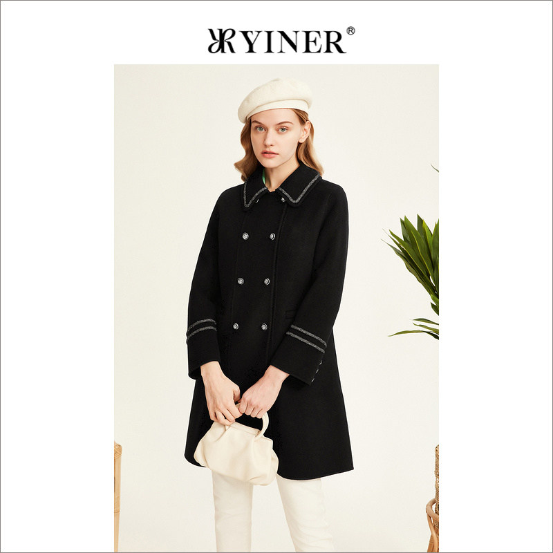 【舒心】YINER音儿专选女装冬季时尚双排扣纯羊毛双面呢大衣外套,女装/女士精品,毛呢外套,淘宝优惠券,粉丝福利购,淘宝优惠卷