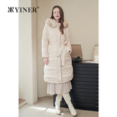 高克重 YINER音儿专选女装 冬季 时尚 可拆狐狸毛领厚实羽绒服