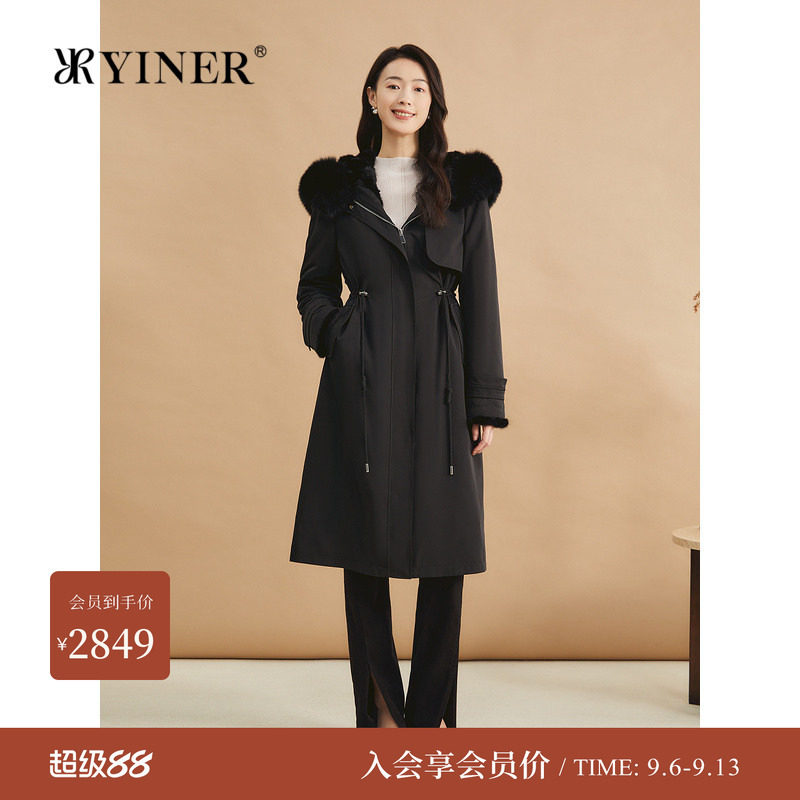【优雅衣橱】YINER音儿专选女装冬时尚狐狸毛领派克服水貂毛皮草图片