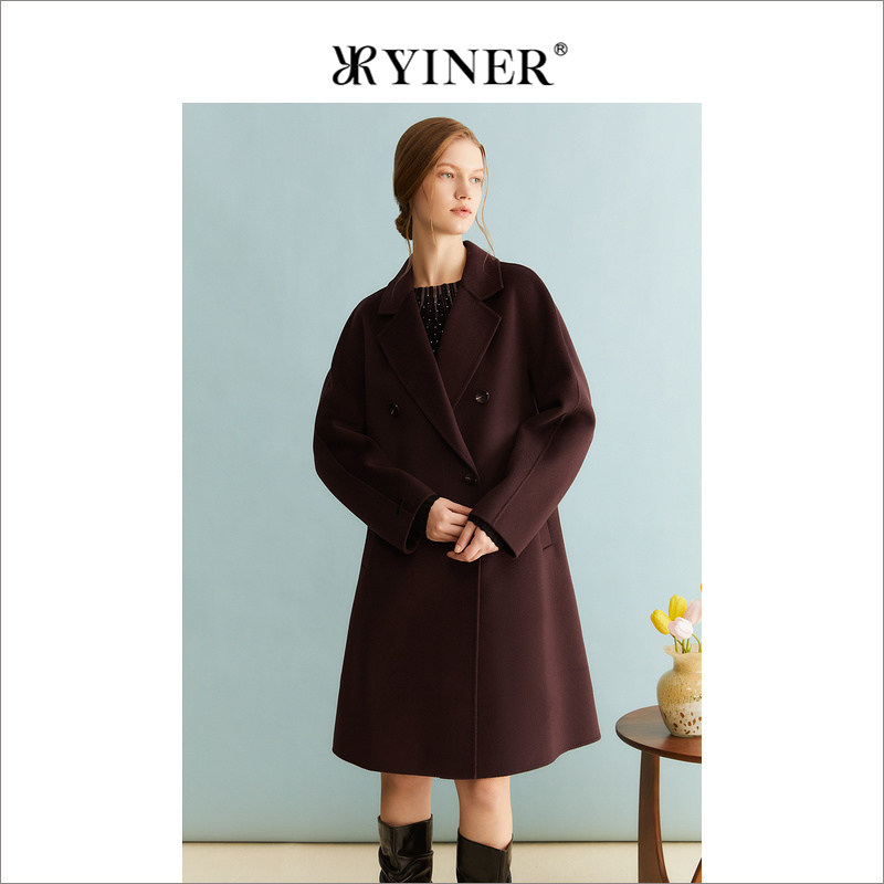 [裸感羊绒]YINER音儿专选女装冬季双面羊毛呢大衣