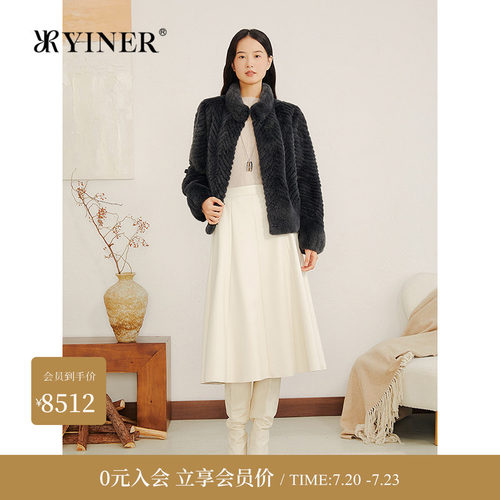 YINER音儿专选冬季新款短款波纹立领整貂母貂水貂毛皮草外套
