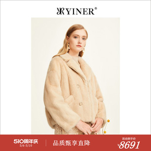 YINER音儿女装 洋气水貂皮草外套 设计感时尚 冬季