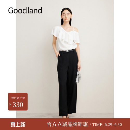 Goodland美地夏季直筒长裤通勤ol风休闲裤