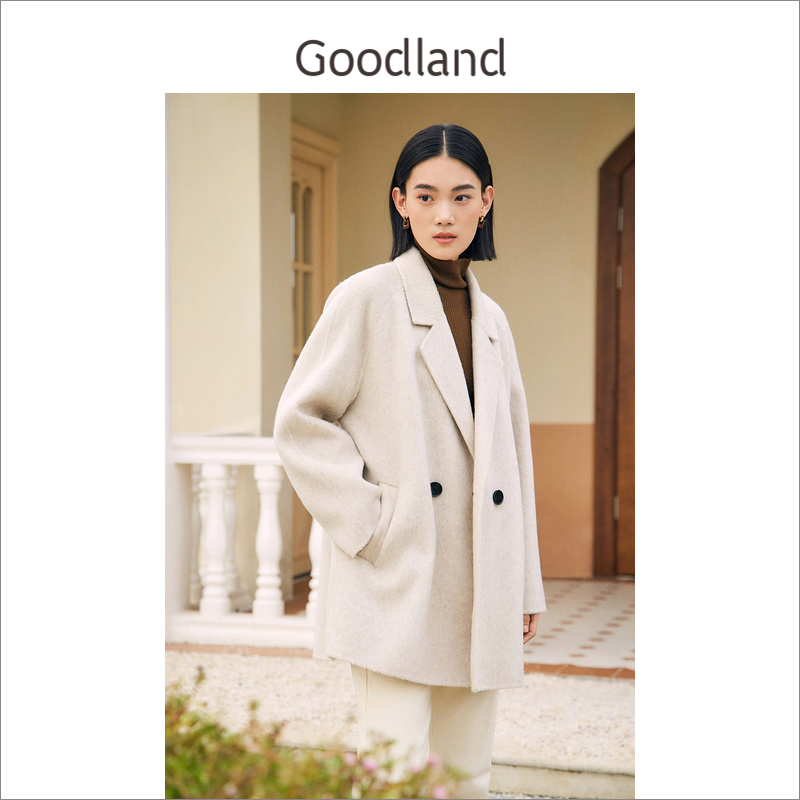 【柔暖羊驼毛】Goodland美地女装冬季阿尔巴卡西装毛呢外套