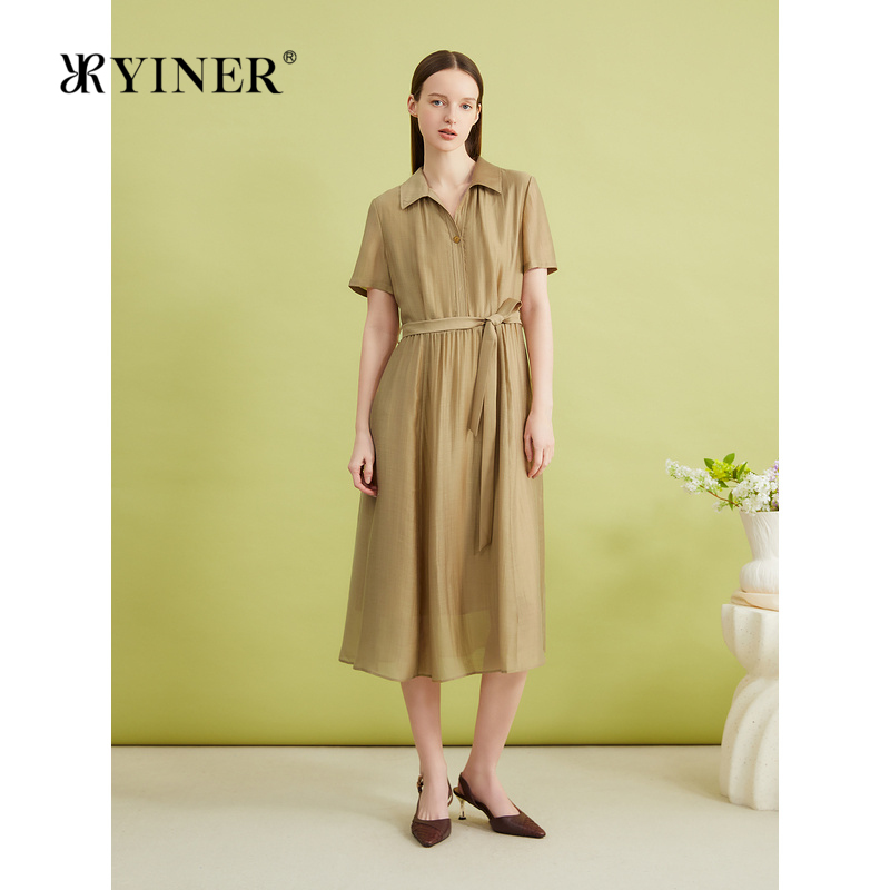 【天丝系列】YINER音儿专选女装夏季时尚微光肌理连衣裙