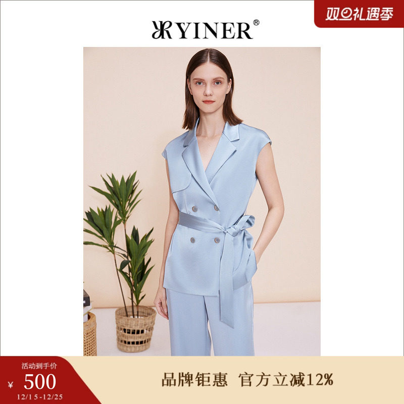 【醋酸系列】YINER音儿女装夏季法式无袖翻领短外套