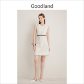 连衣裙 优雅粗花呢小香风鎏金无袖 Goodland美地春季 法式