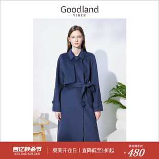 冬季 Goodland美地女装 含桑蚕丝山羊绒羊毛双面呢大衣