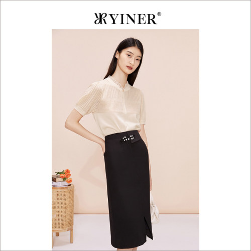 【环保系列】YINER音儿专选女装夏季木耳花边拼接针织衫套头