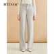 YINER音儿女装 通勤浅灰色牛仔裤 冬季 百搭直筒长裤