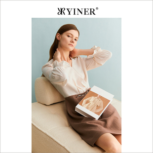时尚 YINER音儿专选秋季 撞色收腰显瘦V领连衣裙
