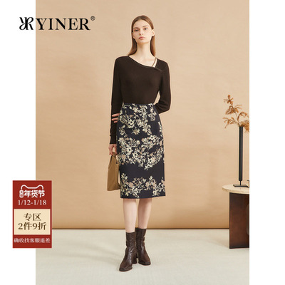 【木兰花系列】YINER音儿女装冬季时尚绵羊毛桑蚕丝上衣毛针织衫