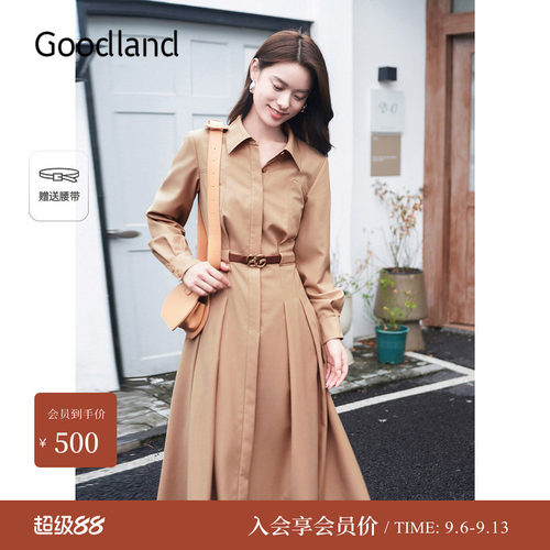 Goodland美地女装秋季时尚连衣裙长袖