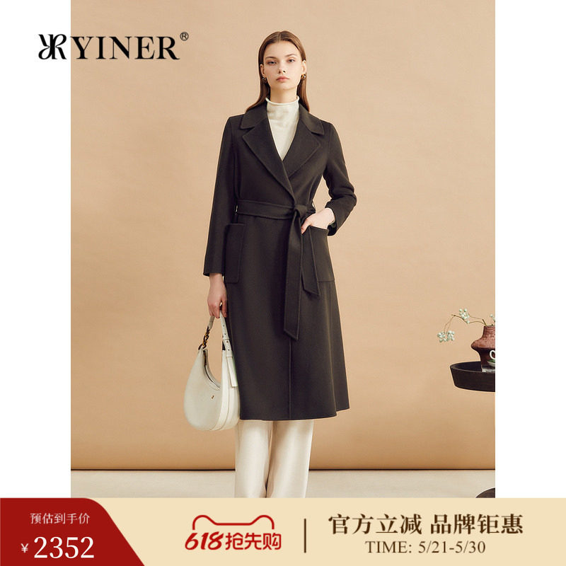 【绵羊毛+山羊绒】YINER音儿冬季双面毛呢大衣美拉德外套
