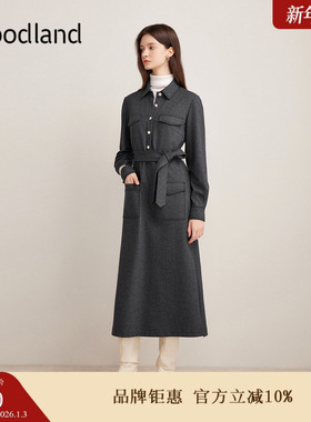 【格雷系】Goodland美地女装冬季时尚羊毛高智感衬衫领连衣裙
