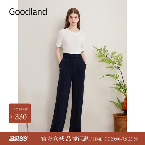 Goodland美地夏季冰麻纱毛针织衫肌理感上衣