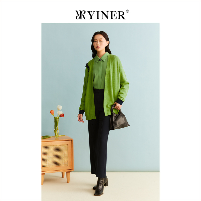 【天丝系列】YINER音儿女装秋季莱赛尔立体玫瑰针织开衫