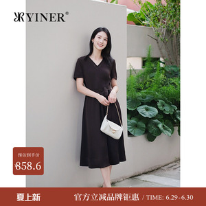 【醋酸系列】YINER音儿夏季新款法式气质美拉德收腰连衣裙