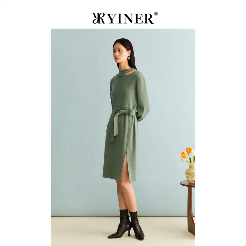 YINER音儿女装冬季钉珠领纯绵羊...