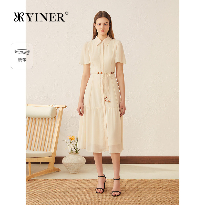 【呼呼专享】YINER音儿专选波西米亚度假蛋糕裙翻领连衣裙
