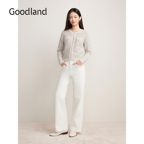 Goodland美地秋季星空小香风含兔毛针织衫廓形上衣长袖