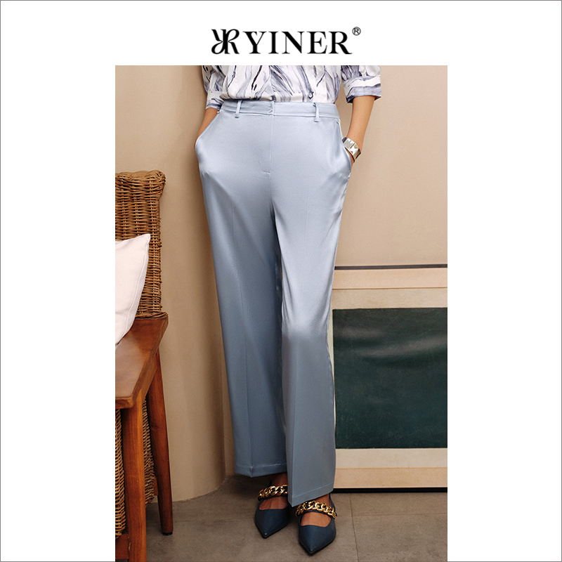 【醋酸系列】YINER音儿女装夏季通勤高腰直筒休闲裤