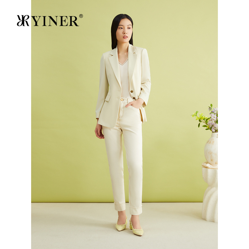 YINER音儿女装夏季法式优雅复古弹力TTD原纱气质西装短外套