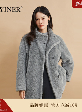 YINER音儿女装女装冬季时尚时尚立领颗粒绒环保仿皮草大衣外套