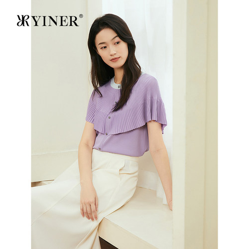 【周末花园】YINER音儿专选夏季新款一片成型斗篷式毛针织衫