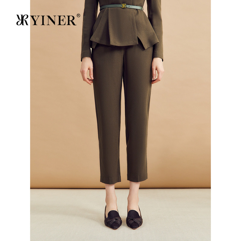 【美丽诺羊毛】YINER音儿女装冬季时尚通勤简约高腰锥形铅笔裤