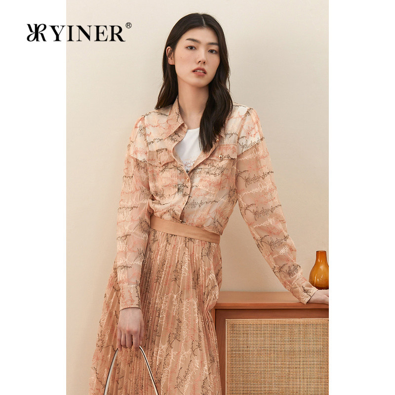 【舒心】YINER音儿女装秋季新款网纱蕾丝绣花长袖衬衫,女装/女士精品,衬衫,淘宝优惠券,粉丝福利购,淘宝优惠卷