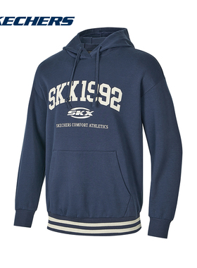 Skechers斯凯奇秋冬季男女同款时尚百搭针织连帽套头卫衣P424U023