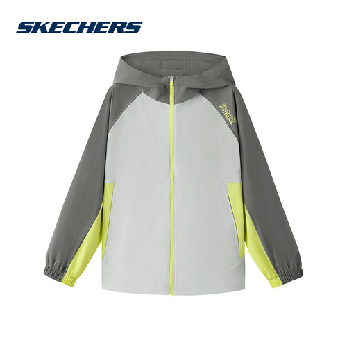 Skechers斯凯奇新品男童时尚百搭舒适透气梭织连帽外套 P226B001