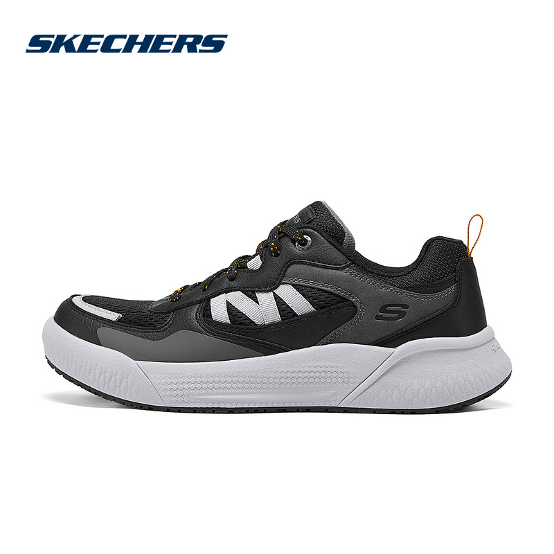 SKECHERS斯凯奇2025春季新品男士复古慢跑鞋耐穿跑步鞋211007-BLK