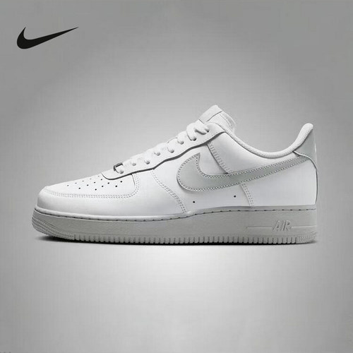 Nike耐克AIR FORCE 1空军一号男鞋灰白AF1低帮运动板鞋FJ4146-128