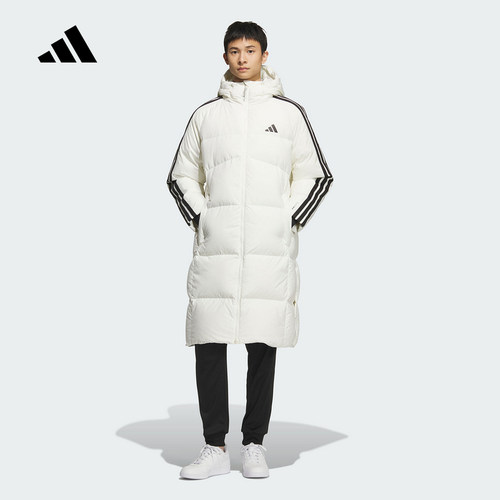 adidas阿迪达斯鸭绒连帽长款羽绒服2025冬装男防风保暖外套KC2497