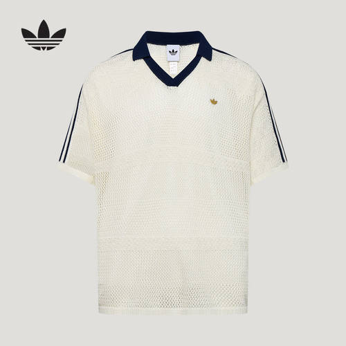 adidas阿迪达斯三叶草南法度假风镂空T恤短袖POLO衫 KW5684