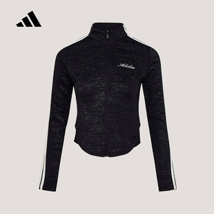 adidas阿迪达斯三条纹舞动系列薄外套2026春女针织夹克 KX8909