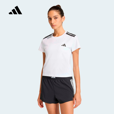 adidas阿迪达斯修身短款跑步健身半截袖2026夏女短袖T恤 JX1869
