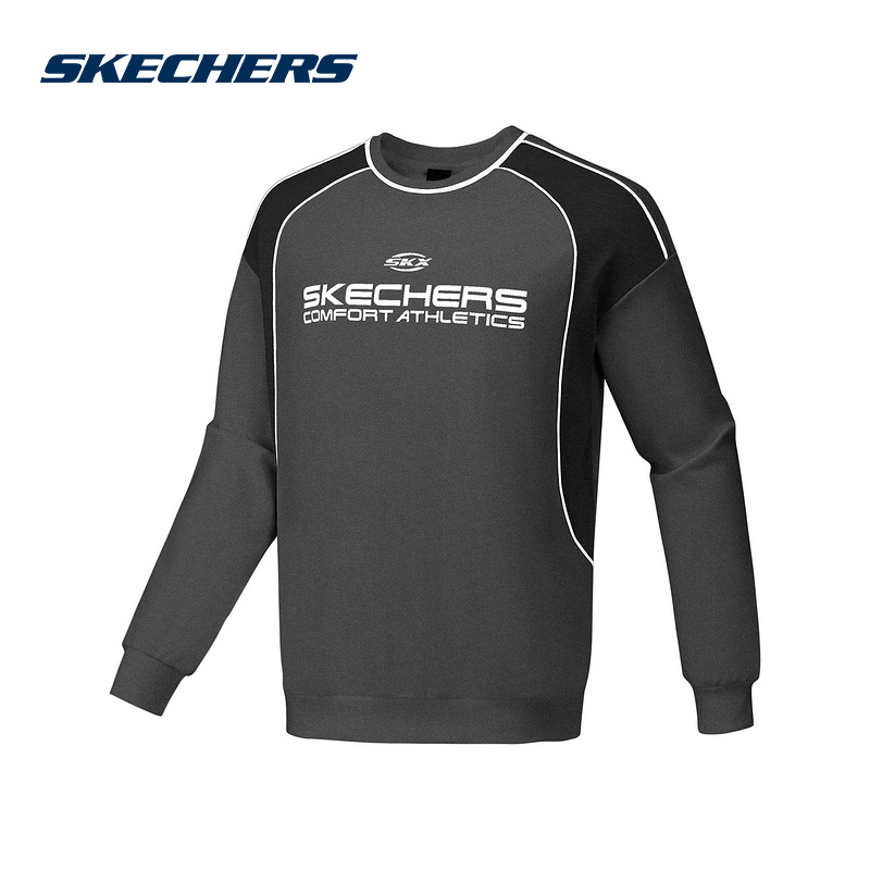 Skechers斯凯奇2025春男女同款套头衫圆领宽松卫衣 P424U013/02KY