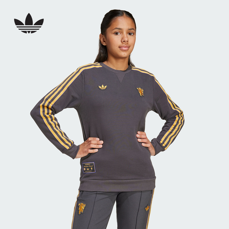 adidas阿迪达斯男女大童曼联足球休闲文化套头衫2025秋卫衣JY1080